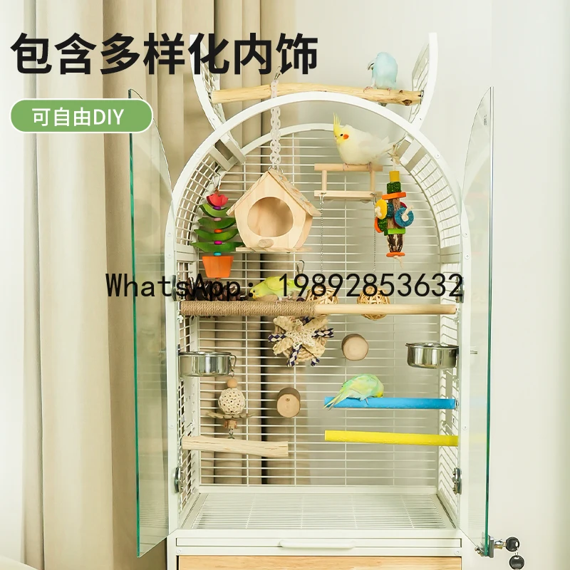 XL Parrot Bird Cage Luxury Bird Villa Large Household Solid Wood Splash-Proof New Style Cockatiel