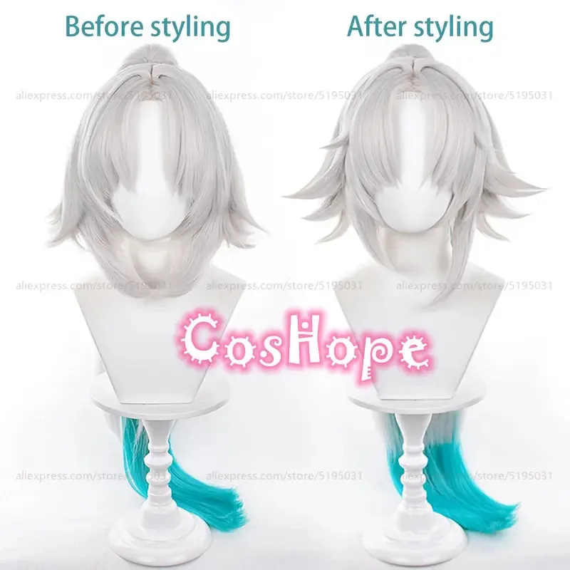 

HSR Feixiao 95 см длинный серебристый, белый, синий, зеленый парик с градиентом аниме косплей термостойкие синтетические парики