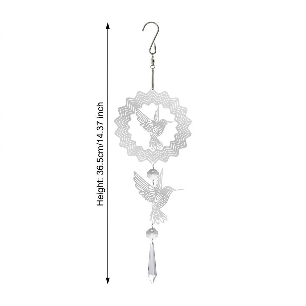 2 Pack Stainless Steel Hummingbird Sun Catchers Equipped with Faceted Gemstone Prisms for Garden Window Decoration