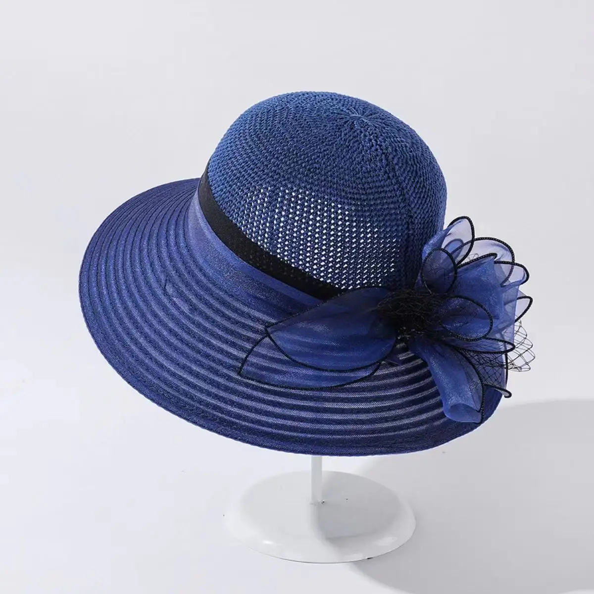 Summer Ladies Hat Leisure Beach Women Sun Hat Elegant Wide Brim Hat Silk Flower Bucket Hat Casual Cap Female Fedora