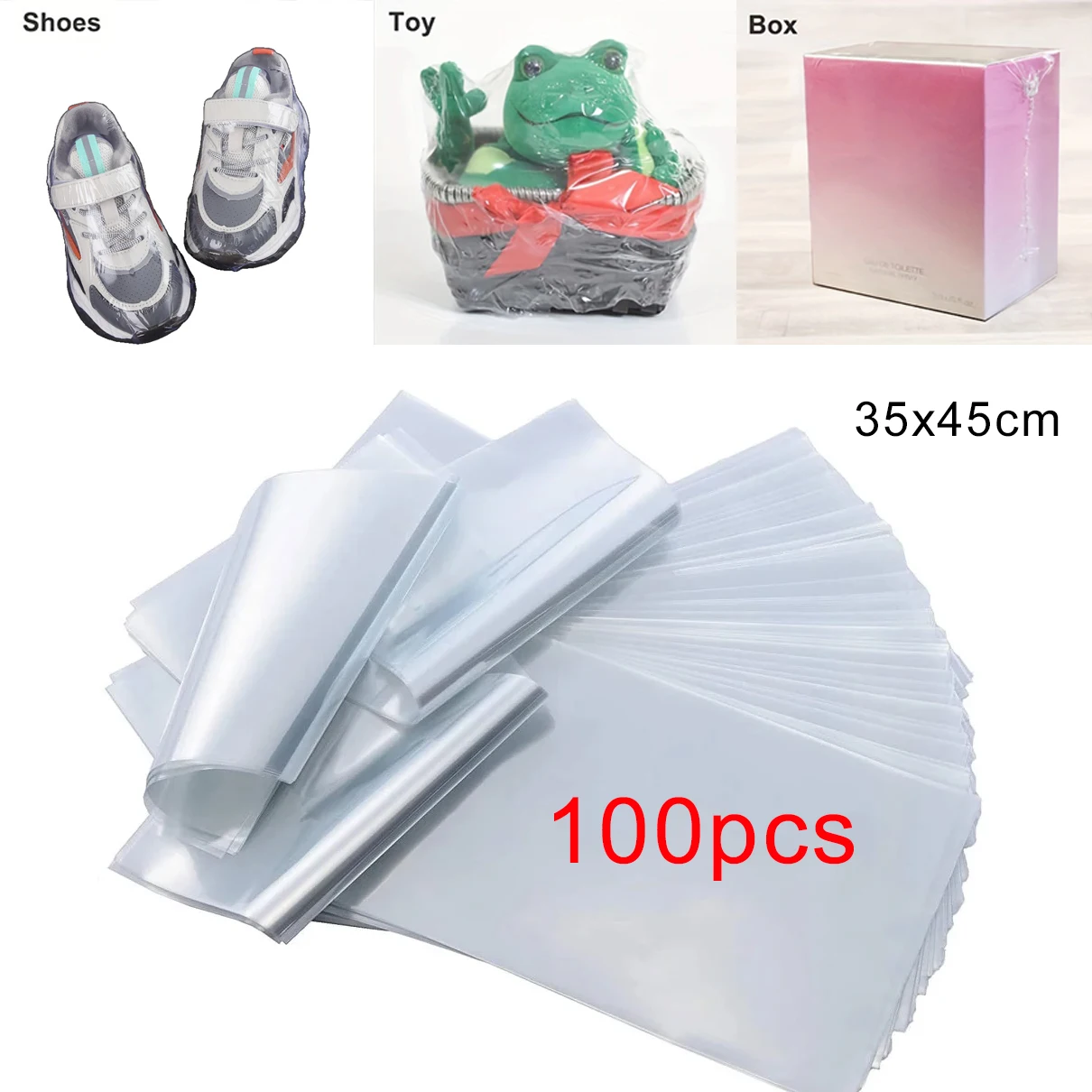 100 قطعة بولي كلوريد الفينيل الحرارة يتقلص الفيلم حقيبة Diy بها بنفسك منفاخ الساخن ختم شقة الفم التفاف الطفل حذاء كاجوال تخزين مقاوم للماء حقيبة بلاستيكية شفافة