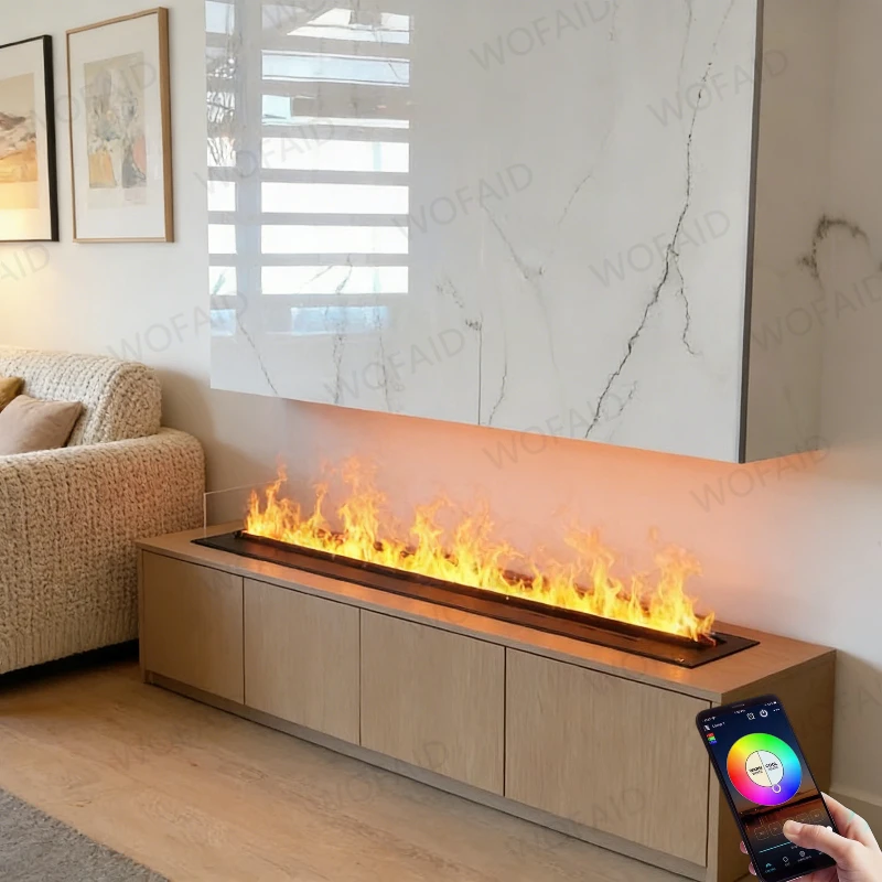 Gold Mist Fireplace Firepit Electric Fireplace Insert,3D Realistic Flame,Energy Efficient Flame Effect Fireplace Mist Firebox