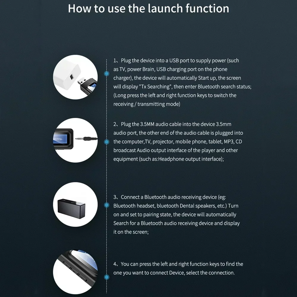 USB Bluetooth Receiver Transmitter Audio Bluetooth 5.0 Adapter 3.5MM AUX For Car PC TV HD HiFi Receptor Wireless Adapter