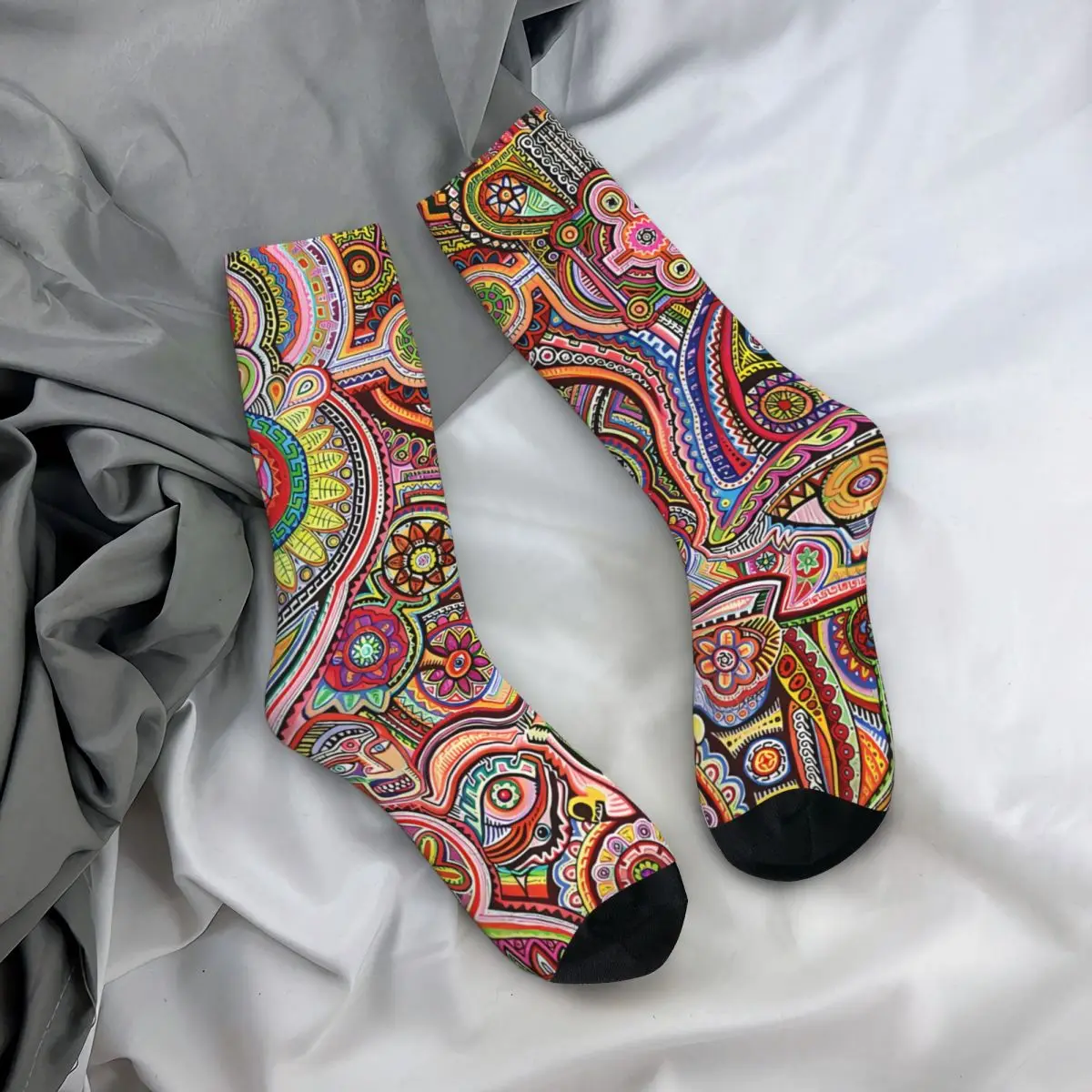 Psychedelic Pattern Hypogognia Men's Socks Vintage Harajuku Street Style Novelty Pattern Crew Sock