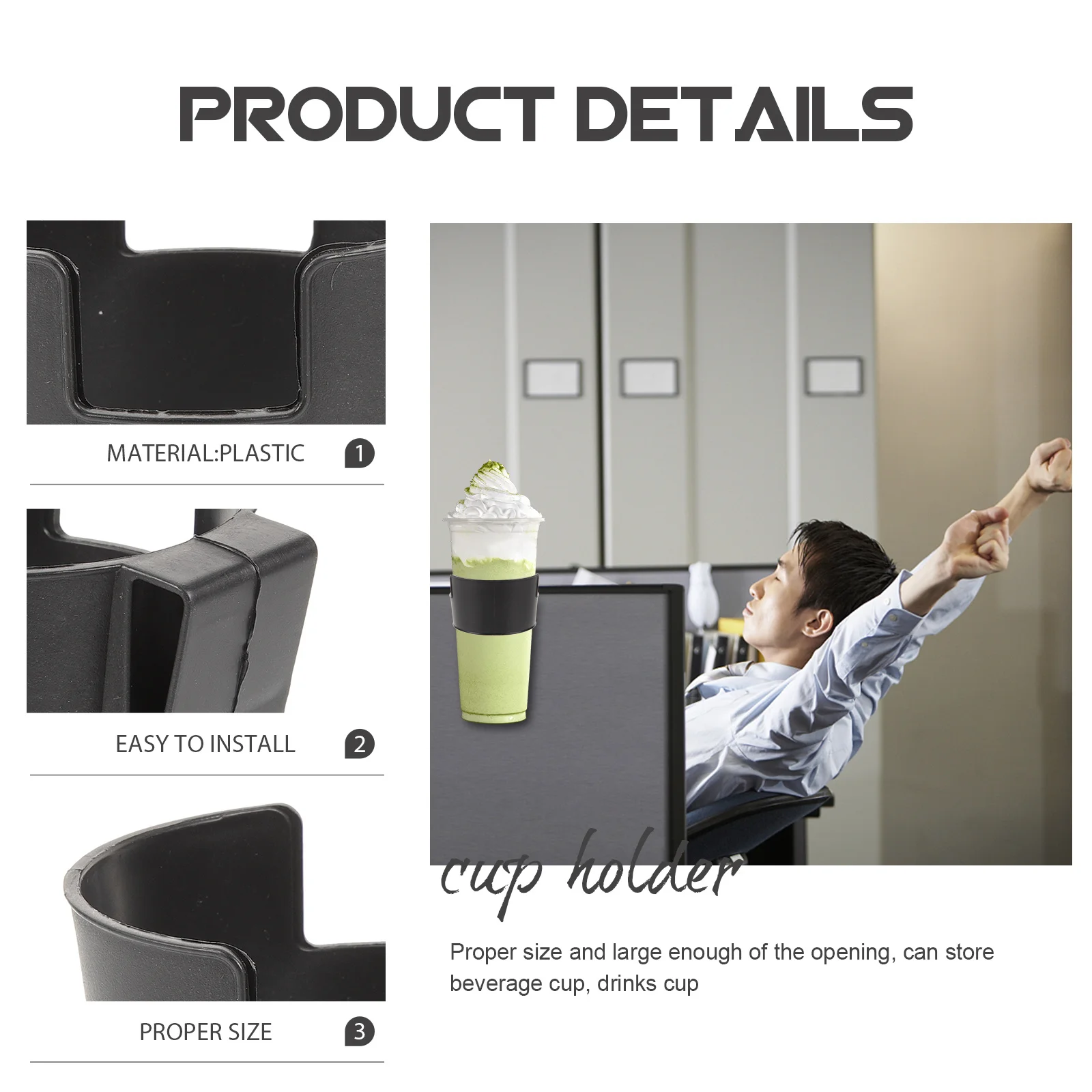 

Durable Plastic Portable Car Cup Holder Sturdy Drink Holder for Auto Coffee Water Cup Kayak Convenient Practical Use
