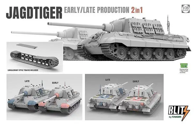 TAKOM 8001 1/35 Scale JAGDTIGER Sd.Kfz.186 EARLY/LATE PRODUCTON 2 in 1 2019 NEW Model Kit