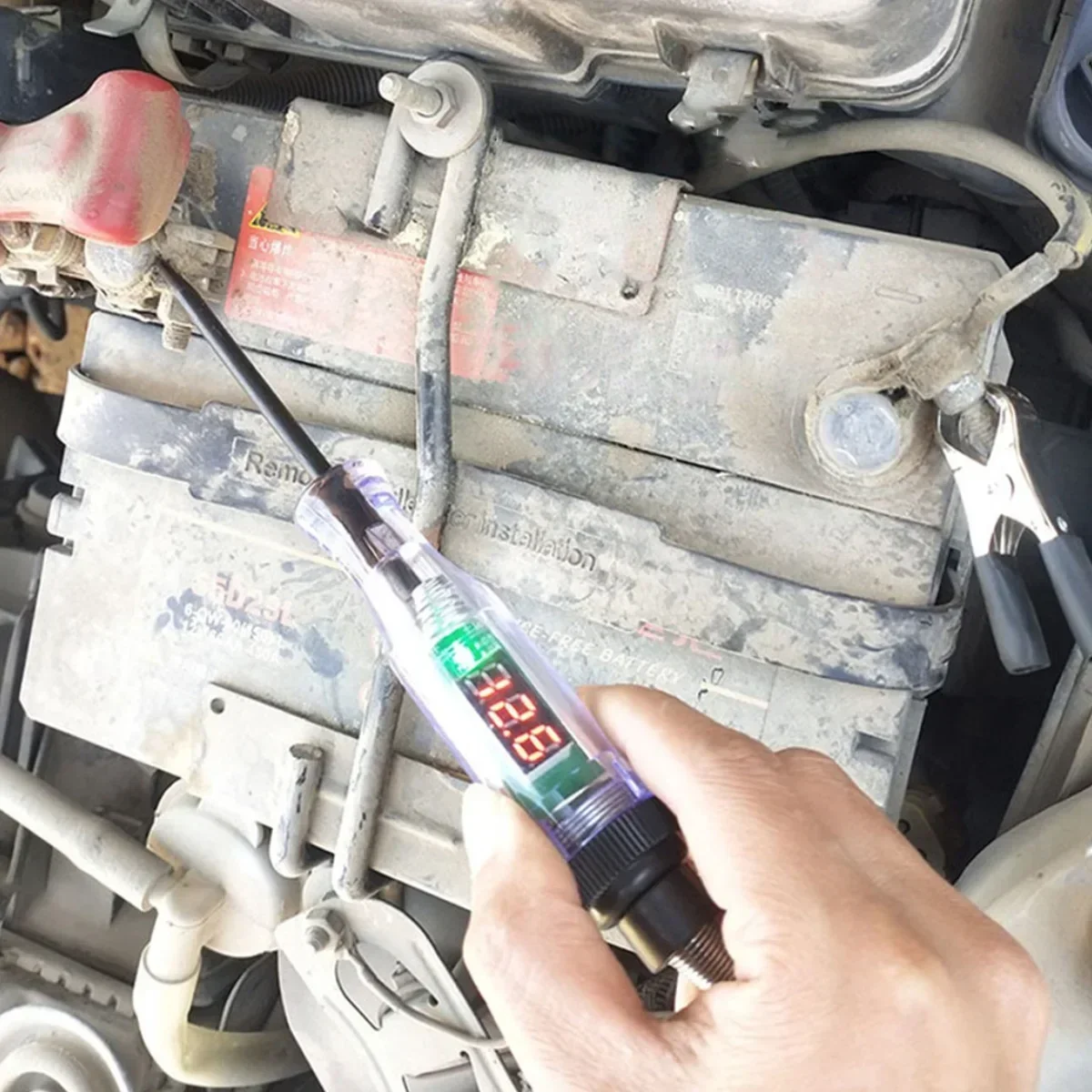 Car Truck Voltage Circuit Tester Digital Led Long Probe Pen Bulb Automobile Diagnostic Tools Auto Repair 6V 12V 24V 36V 70V DC