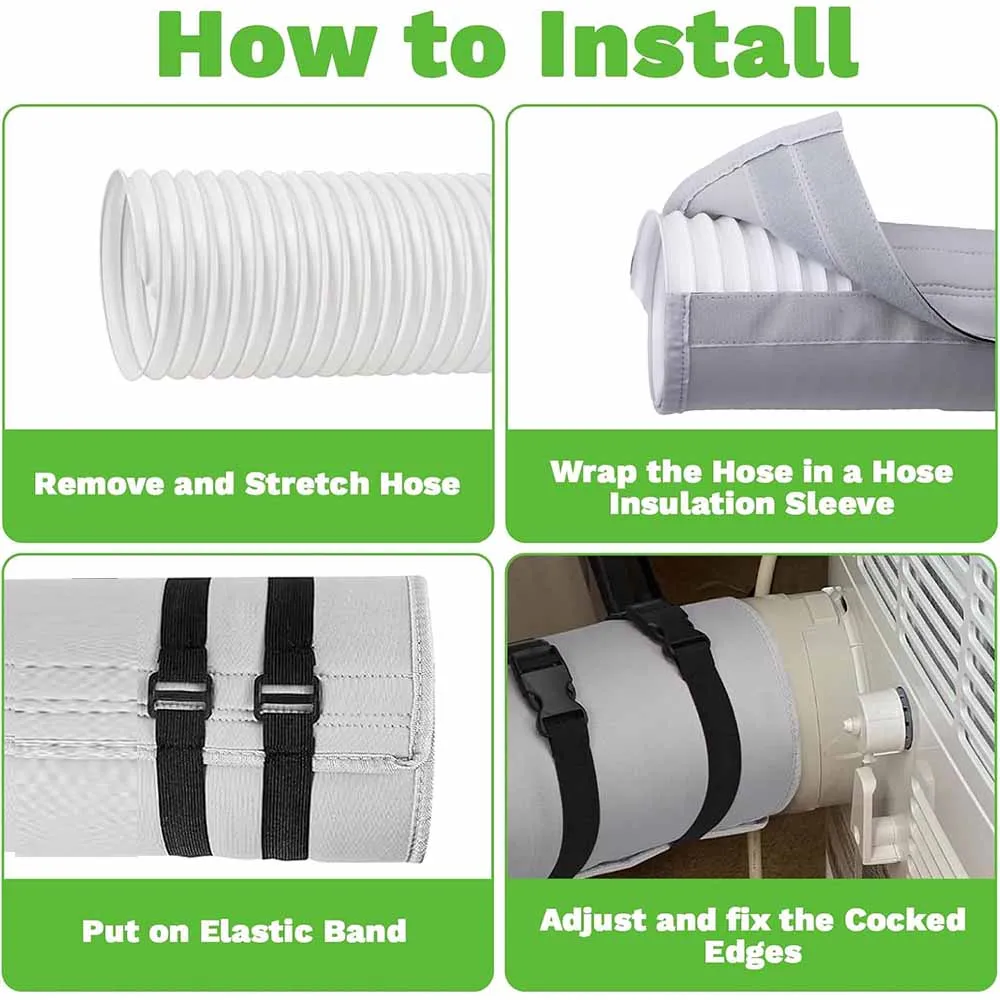 AC Insulated Hose Cover Wrap Reusable Insulated Hoses Duct Vent Cover Protective Air Conditioner Parts Home Improvement Tool