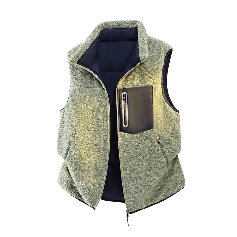 

Double-Sided Lamb Velvet down Jaet Men's Winter Outdoor Windproof Casual High Collar Quilted Vest Faion Urban Sle