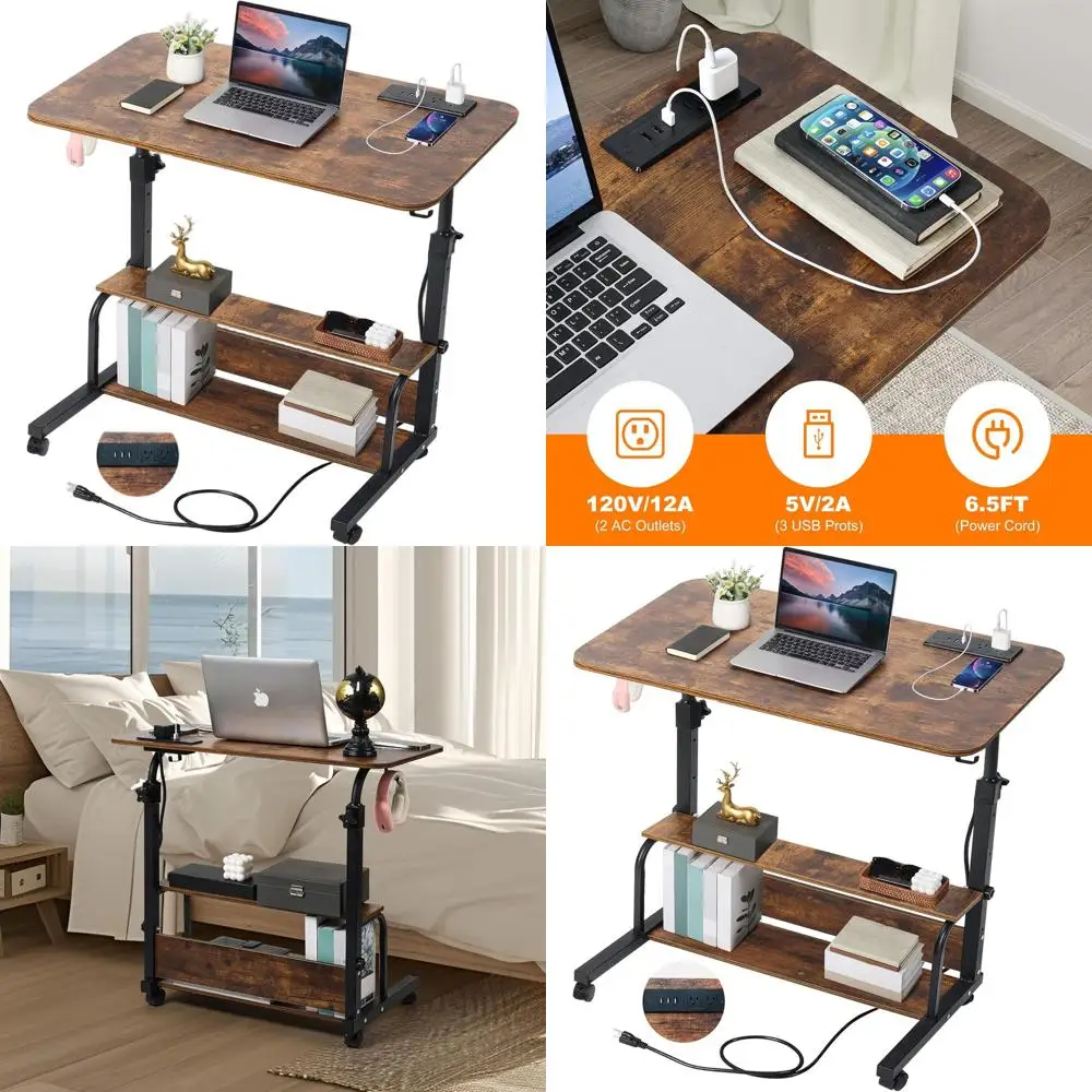 

Adjustable Standing Desk for Small Spaces - Compact Rolling Laptop Stand, 31.5 Brown