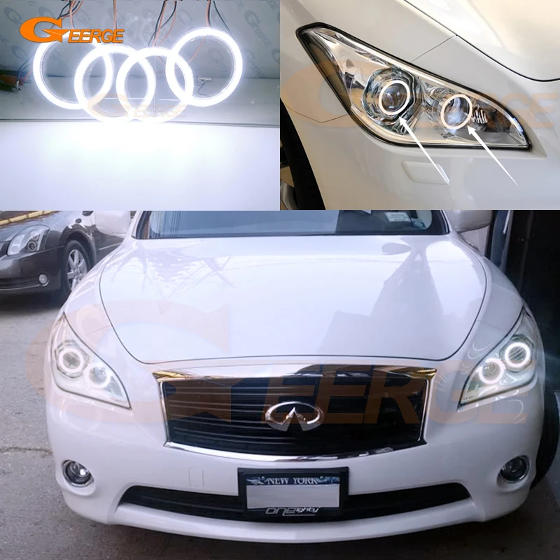 

For Infiniti M M25 M37 M56 Q70 2011 2012 2013 2014 Day Light Classic Ultra Bright COB Led Angel Eyes Kit Halo Rings
