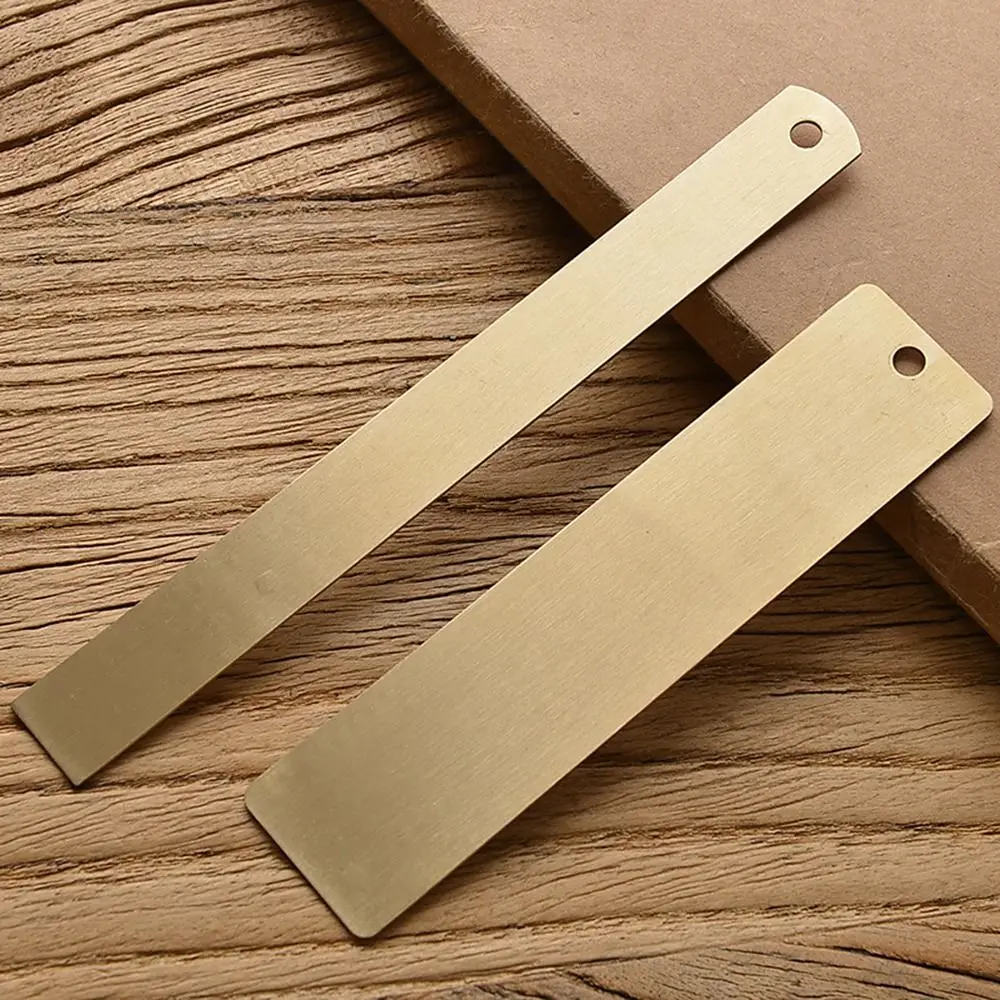 Portable Brass Straight Ruler 12/15cm Measuring Tool Scale Ruler 1mm Thicken Bookmark Ruler Students
