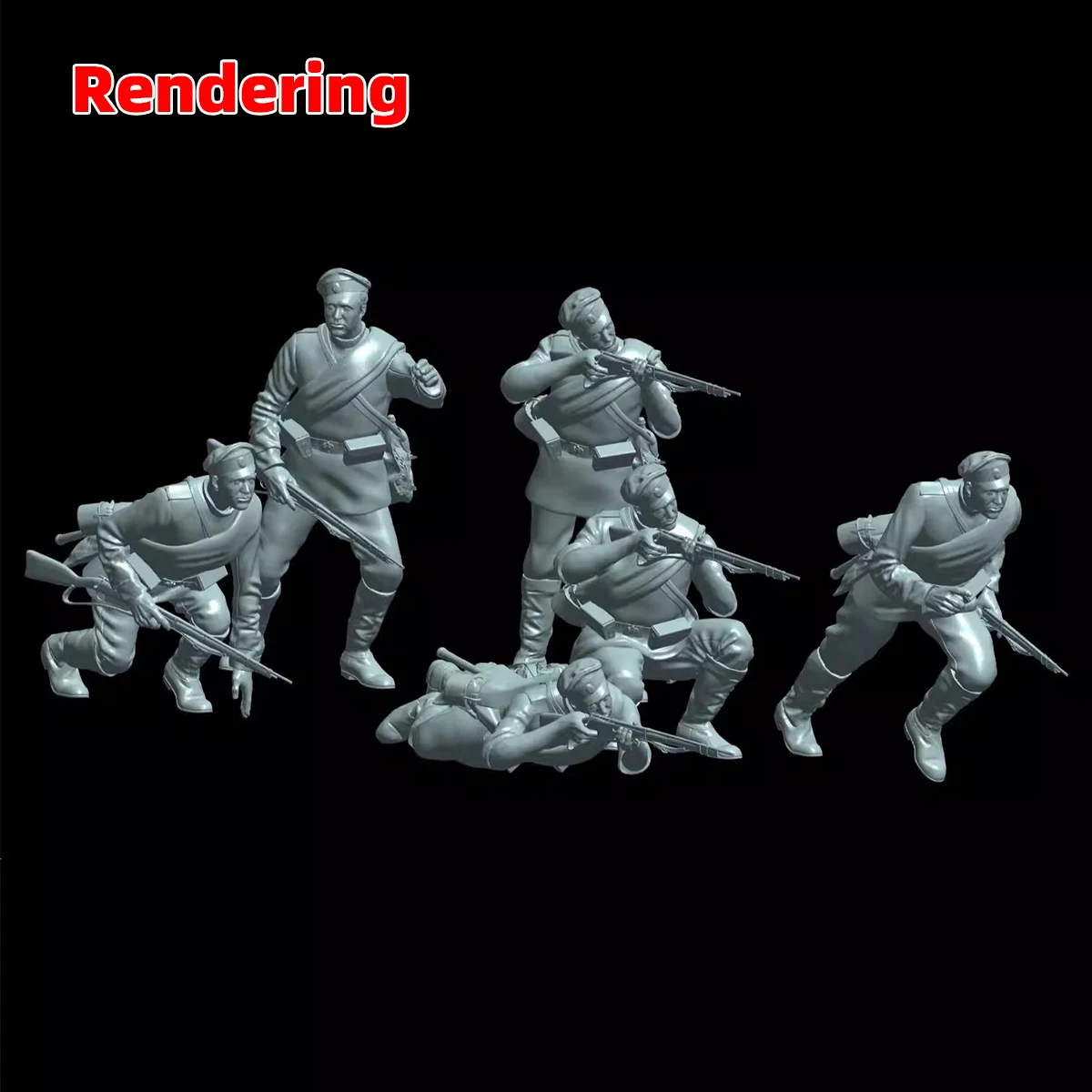 Maßstabsgetreuer Miniaturmodellbausatz Russische Soldaten im Kampfset Militärische Zusammenbaufiguren Diorama 1914–1918 5 Stück 1/35 1/48 1/72 – Detail 5