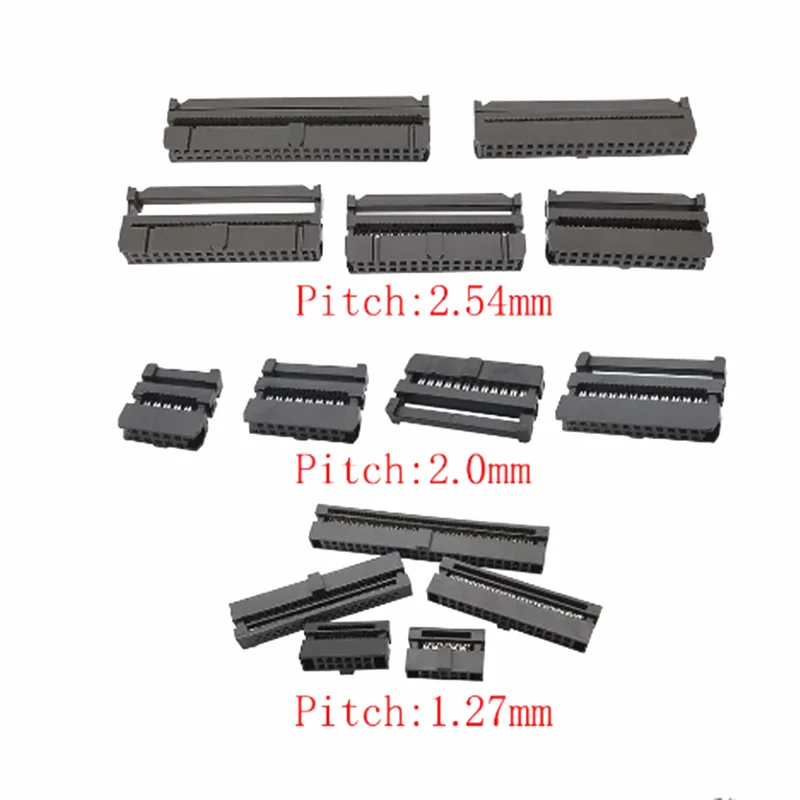 10Pcs FC Female Header Pitch 2.54mm/2.0mm/1.27mm 6P8P-50 Pin IDC Socket Crimping Connector FC IDC Sockets For Flat Ribbon Cable