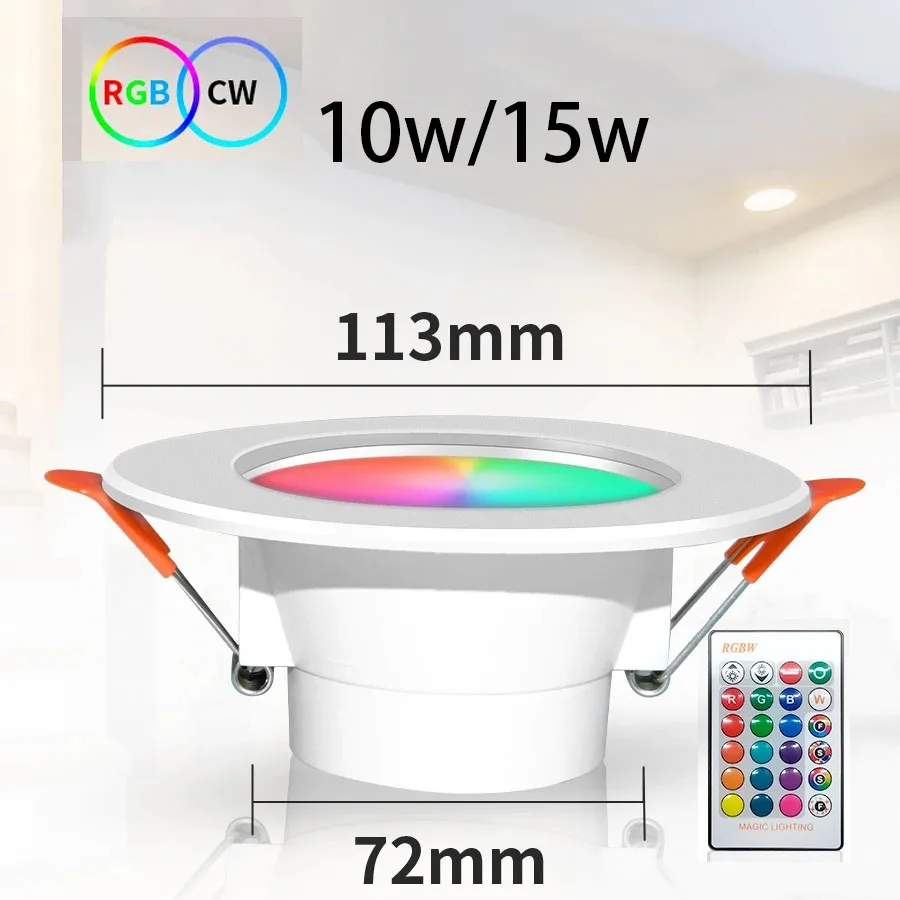 Tuya Bluetooth inteligentna lampa sufitowa wewnętrzna okrągłe wpuszczone Spot kontrola aplikacji LED 10W 15W RGBCW kolor zmieniający sufitowe z