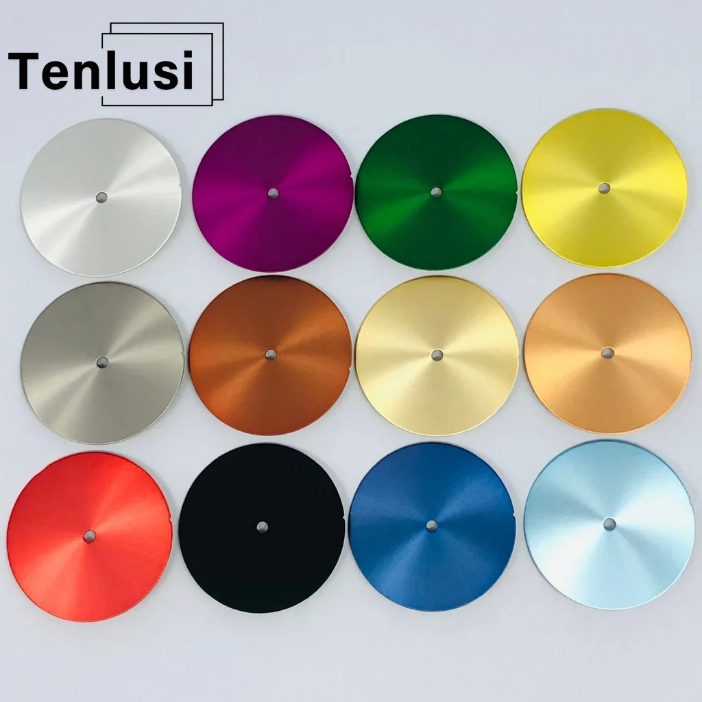 Tenlusi 28.5mm Blank Watch Dial Sterile Faces Compatible with NH35 NH36 Movement Available in Black Silver Gold Red Grey Blue Gr