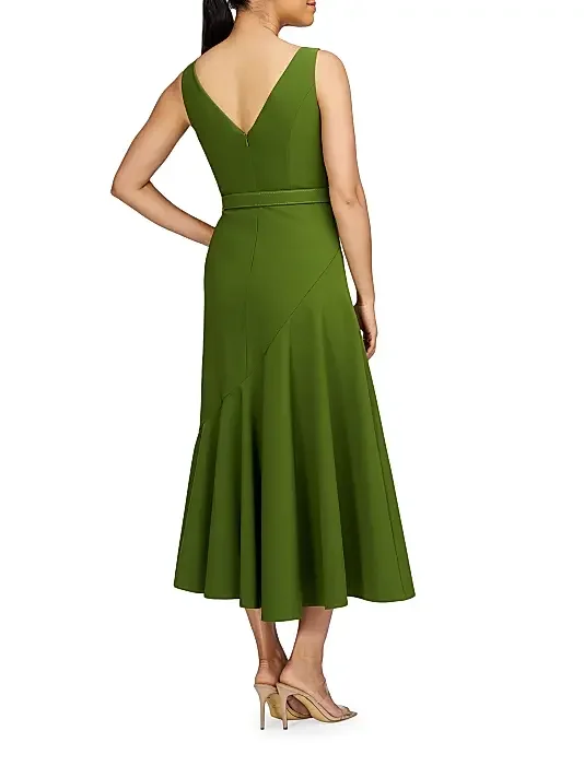 Maßgeschneidertes, schlichtes, grünes, knöchellanges Meerjungfrauen-Abendkleid mit Rüschen, Partykleid, ärmelloses Damen-Ballkleid mit O-Ausschnitt 2026