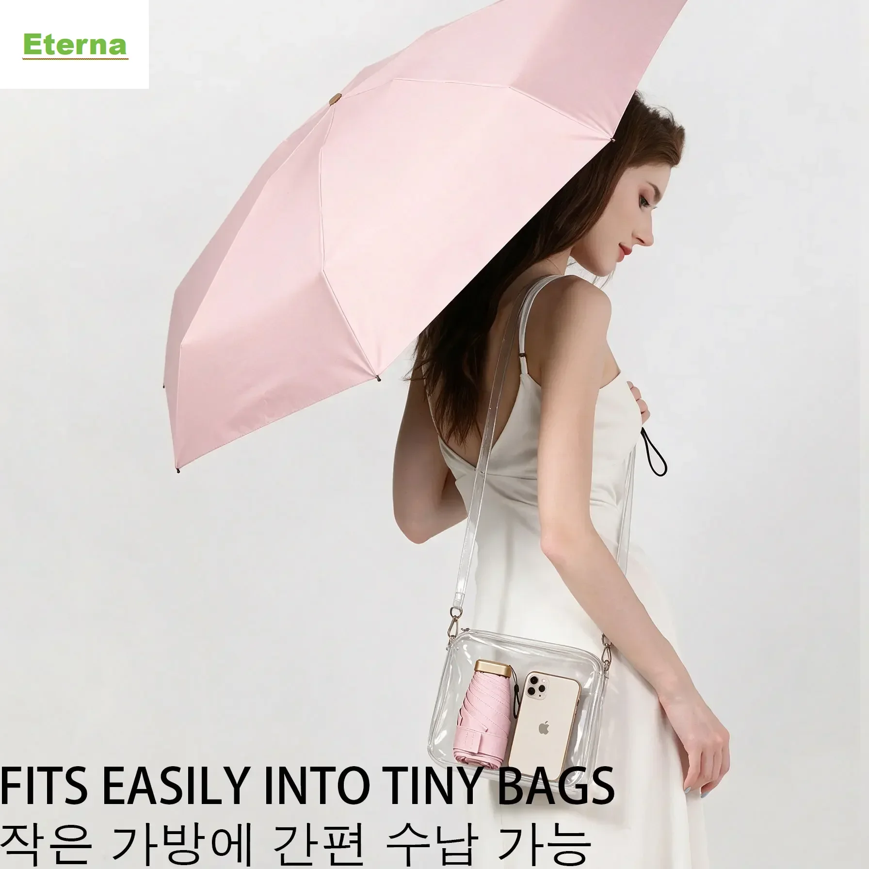Blackout UV Protection Compact Folding Umbrella 6 Ribs 6 Fold Sun Parasol Manual for Women