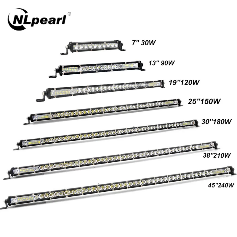 Nlpearl 12v 24V Ultra Slim Led Light Bar 7-38inch Work Light Spot Flood Beam For Truck Car Tractor 4x4 SUV ATV Led Bar Off Road