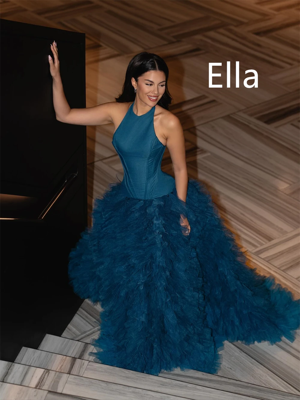 Vestidos de Noche de tul personalizados de alta calidad, vestido de fiesta sin mangas con cuello Halter y temperamento, vestidos para ocasiones especiales de lujo