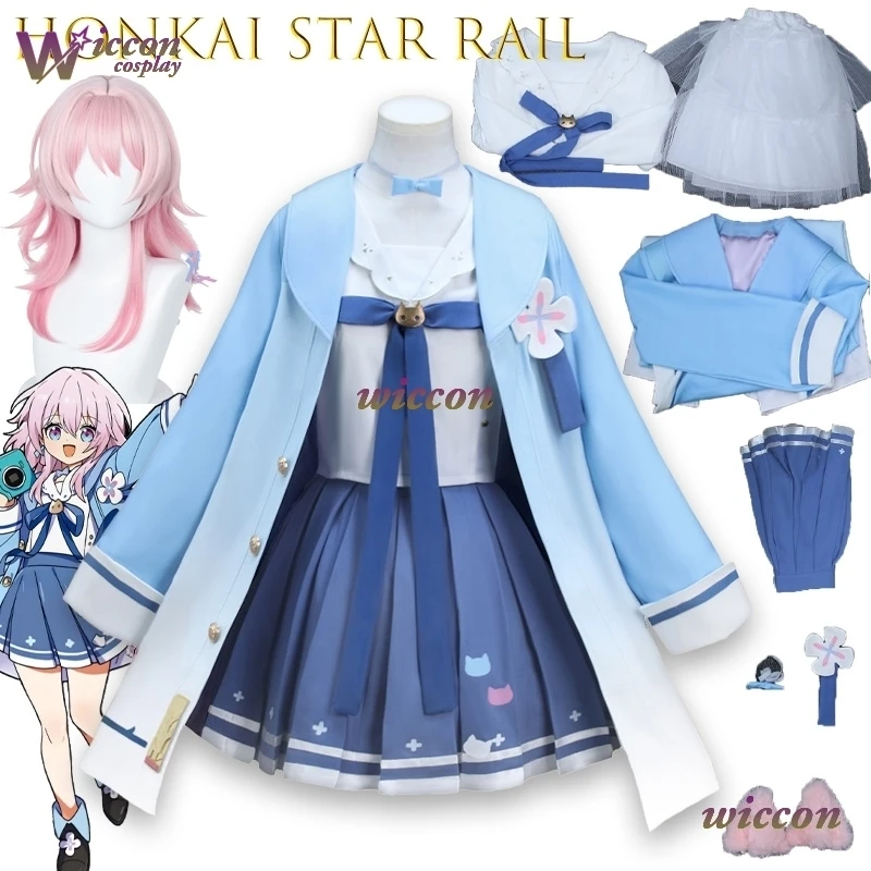 

yUm Game Honkai Star Rail March 7th Little Cat Cosplay Costume Outfit Full Set High Quality Kawaii Cute Party Halloween