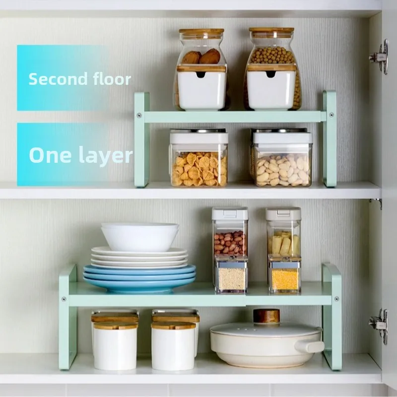 

Durable Cabinet layered rack, cabinet inner dishes, seasonings, kitchen utensils, telescopic shelves, storage shelves
