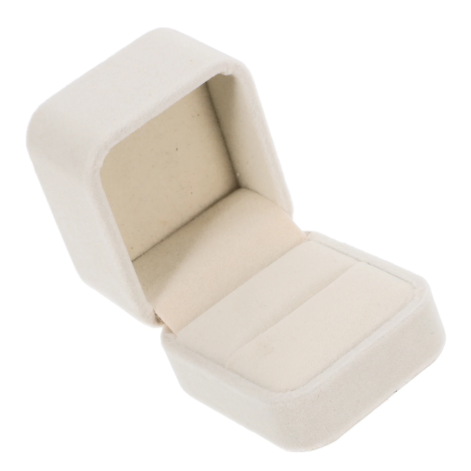 

Velour Fabric Ring Boxes Square Shaped Jewelry Case Travel Organizer Small Essentials Storage Velvet Lined Engagement Wedding