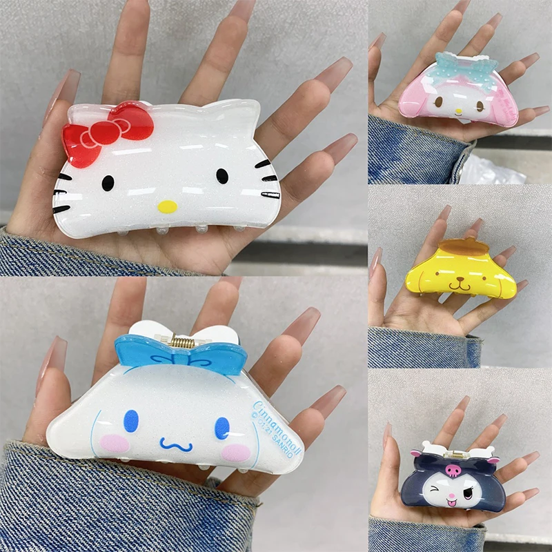 

Sanrio Hello Kitty Anime Kawaii My Melody Hairpin Decoration Cinnamoroll Cartoon Cute Girly Heart Hair Clip Girls Toys