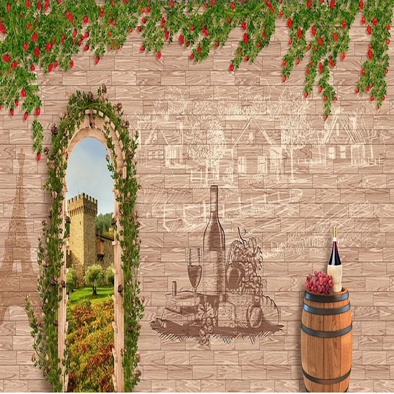 Personalizzato di qualsiasi dimensione murale carta da parati Vineyard retrò utensili carta da parati sala da pranzo sfondo muro di stoffa foto carte da parati per pareti