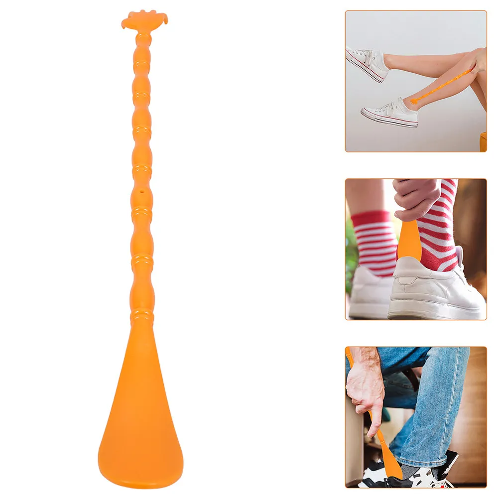 2Pcs Dual-Sided Long Handle Back Scratcher Shoehorn Plastic Back Massager Stick Portable Long Reach Shoe Helper for Men Women