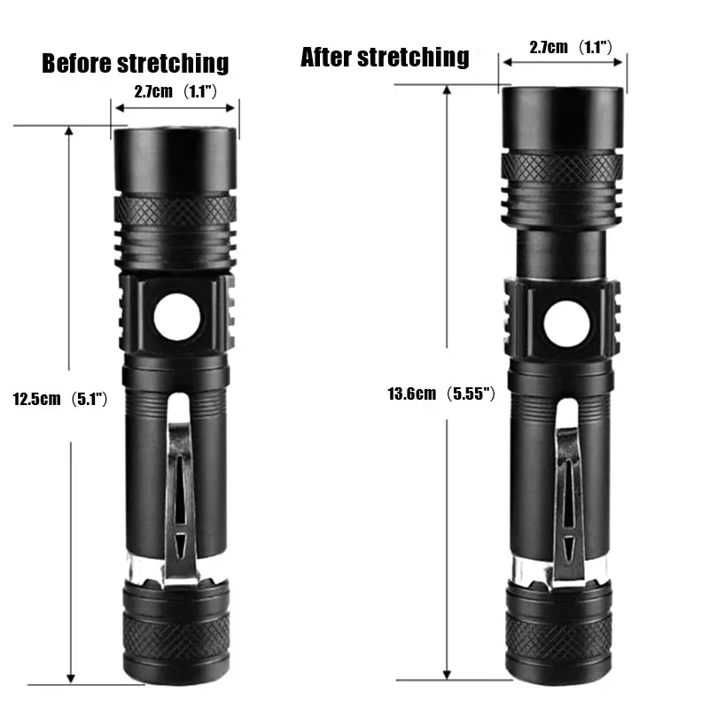 Telescopic Zoom LED Strong Light Long Shot Bright Tactical Military Rechargeable LED Waterproof Flashlight Flash Light