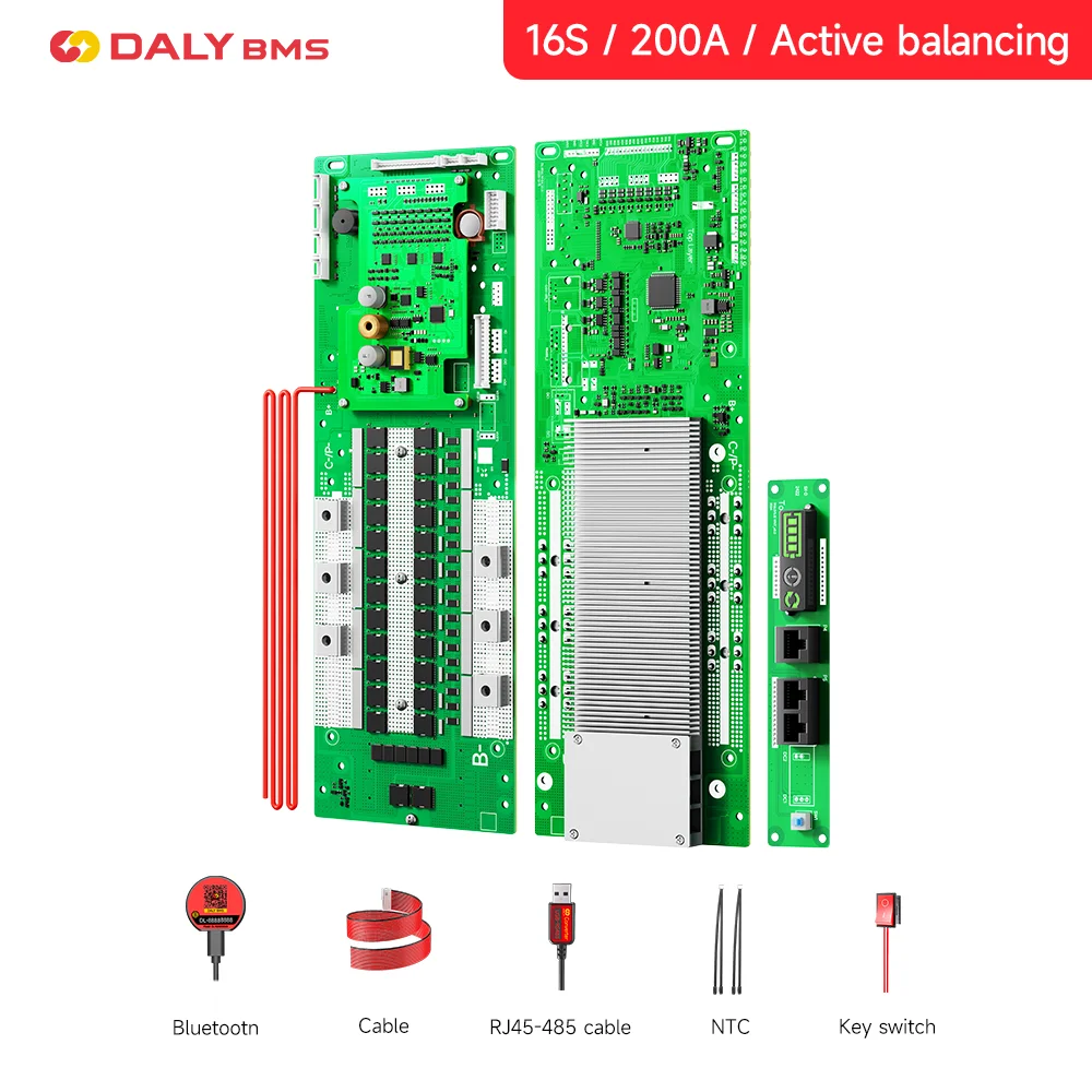 DALY R16L 200A Household Energy Inverter BMS 8S 24V 16S 48V Lifepo4 Battery BMS with Bluetooth 2A Active Balance Function