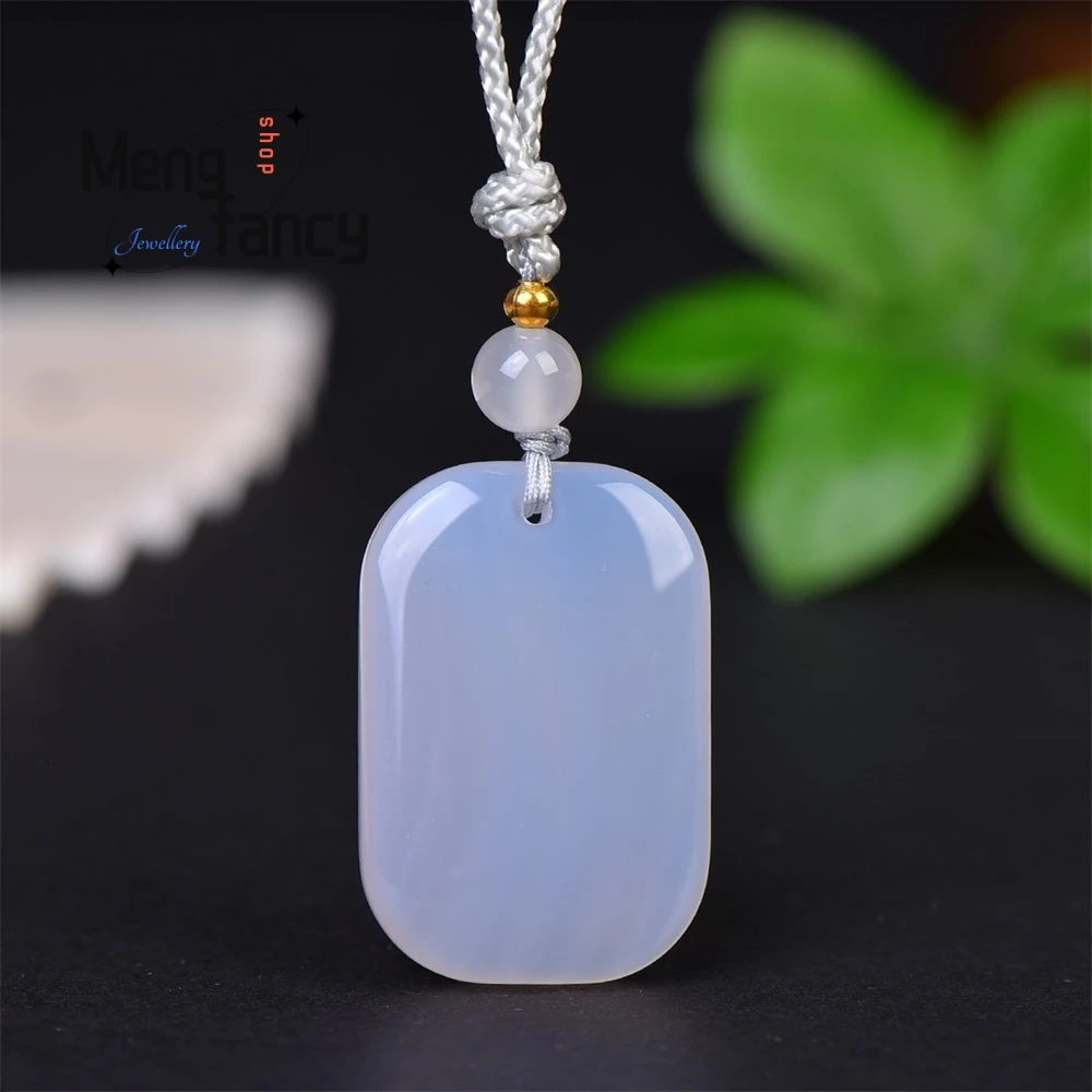 

Popular Fine Natural White Chalcedony Peace Brand Pendant Simple Exquisite Men's And Women's Fashion Jewelry Couple Holiday Gift