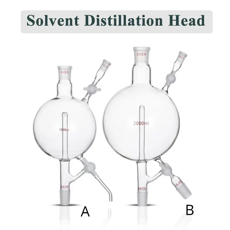Laboratory Solvent Distillation Head Double PTFE Piston Solvent Handling Unit Standard Grinding Mouth 250-2000ml