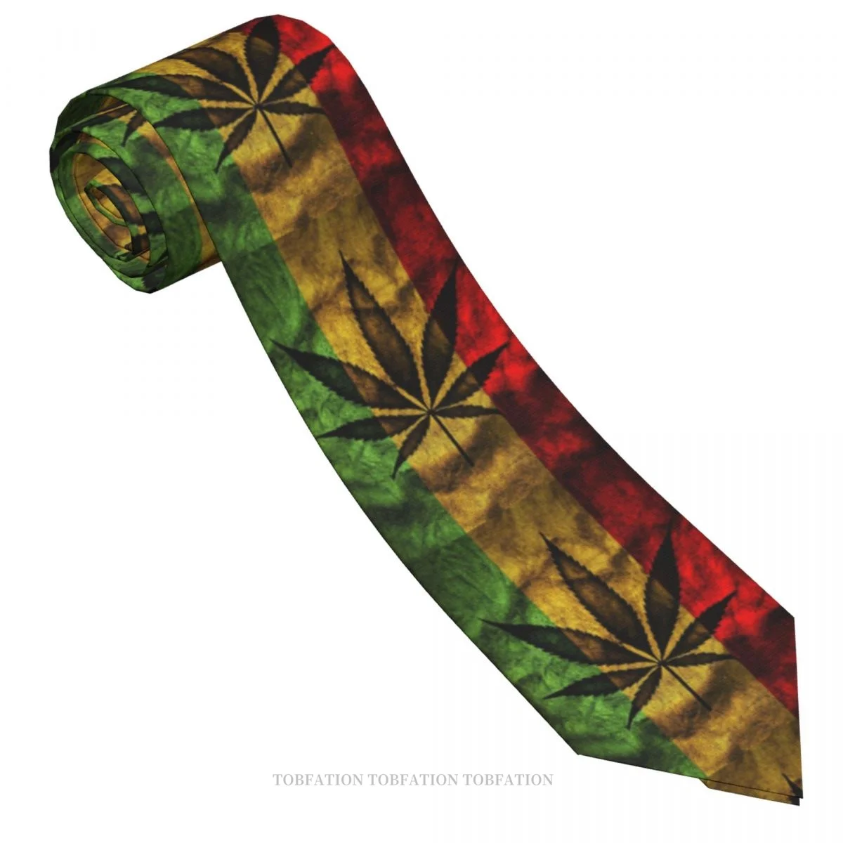 Rasta Flag Print Ties Weed Leaf Casual Unisex Neck Tie Shirt Decoration Narrow Striped Slim Cravat