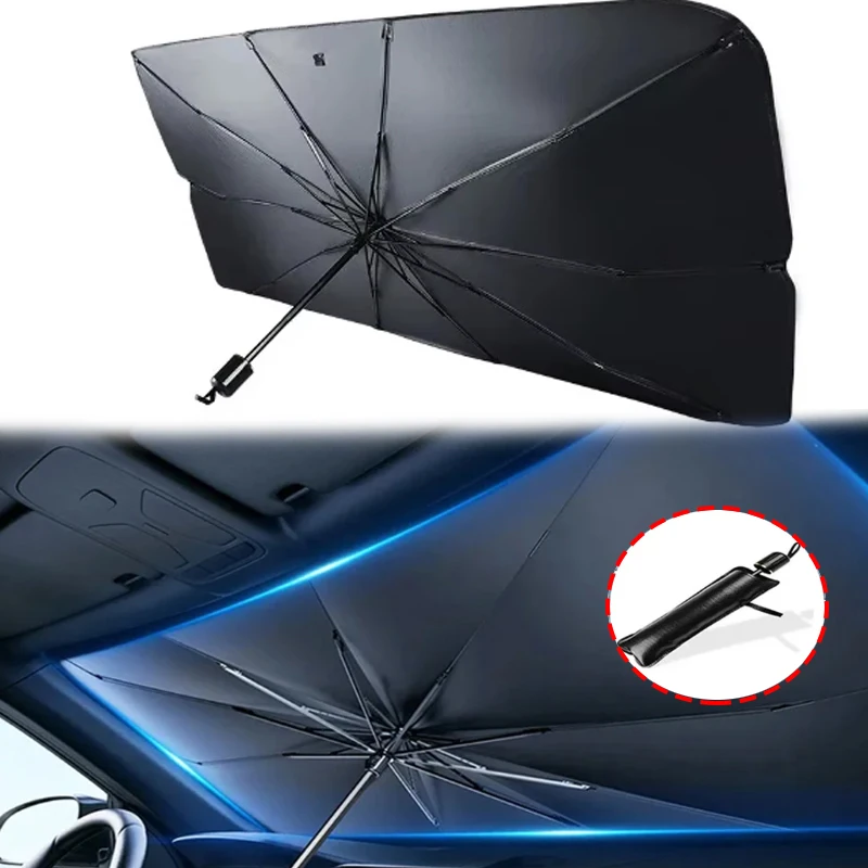 

Car Umbrella Sunshade Front Windscreen Silver Gel Sunshade UV Protection No Need To Install Retractable Car Accessories