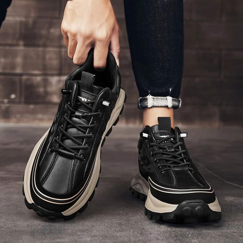 Brand Men Sneakers 2026 New Crocodile Pattern Leather Casual Shoes Male Platform Running Shoes Luxury Fashion Mens Tennis Shoes