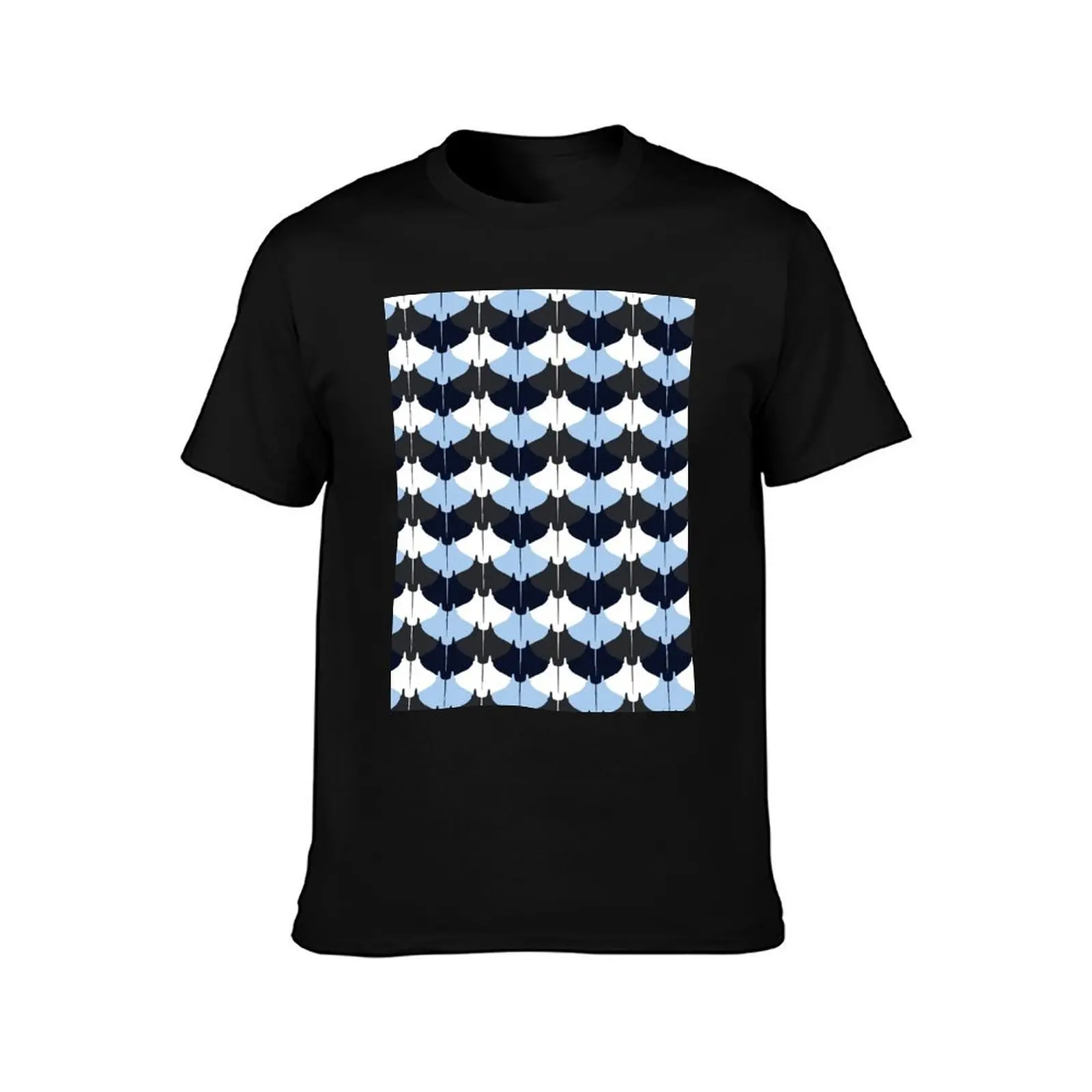 Manta Ray Pattern (Blue and Grey) T-Shirt Work Duty Casual T-Shirt