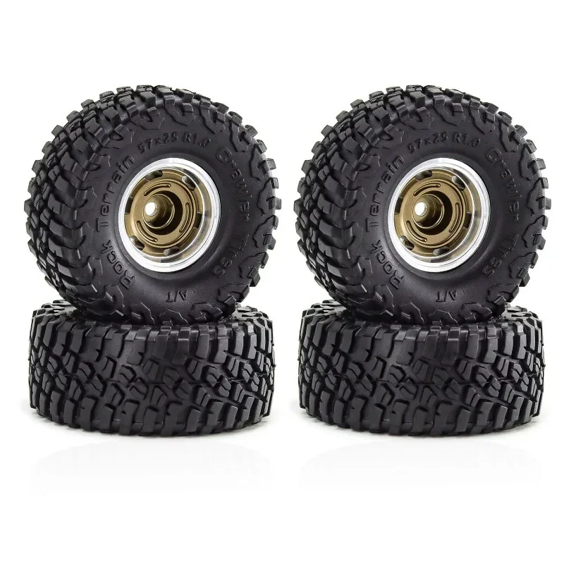 4szt 57mm 1.0 "Metal Beadlock Wheel Tire Set For 1/18 RC Crawler Car TRX4M SCX24 AX24 FMS24 Upgrade Parts Accessories