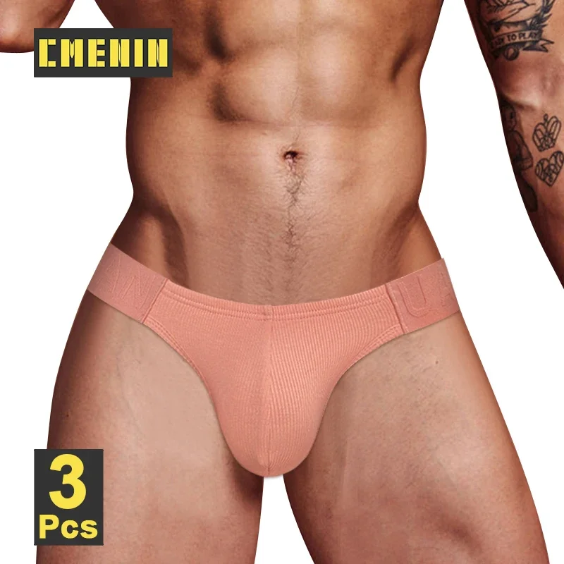 CMENIN 3Pcs Men's Underwear Sexy Low Waist Cotton Man Briefs Man Jockstrap Panties Slip Hip Seamless Sexy Gays Underpants Briefs