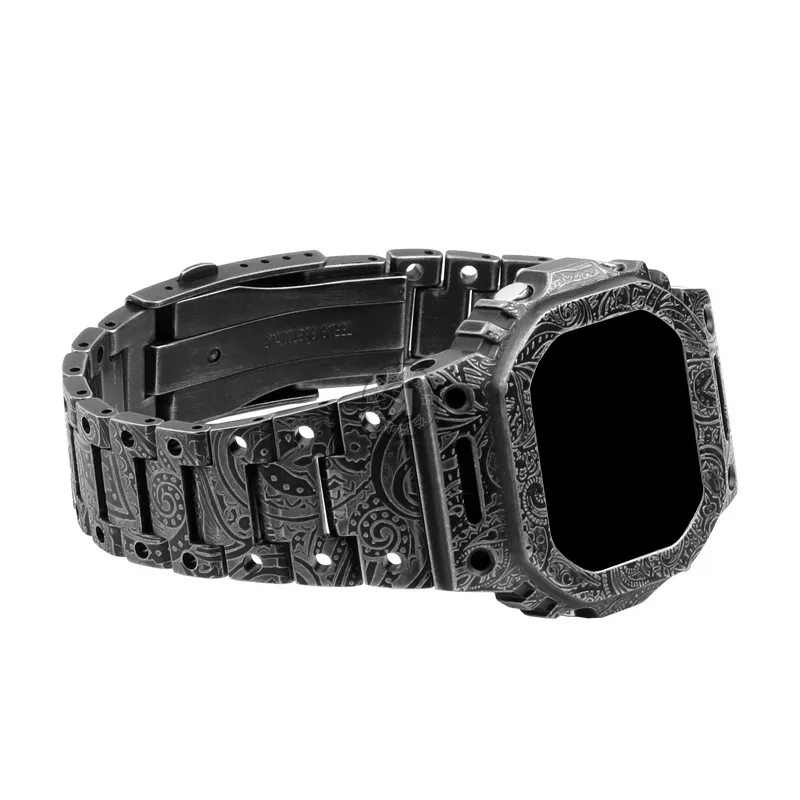 For Casio G-SHOCK GMW-B5000 DW-5600 DW-5610 Modified Carving Stainless steel Bezel Retrofit Watch Set case strap Men Watchband