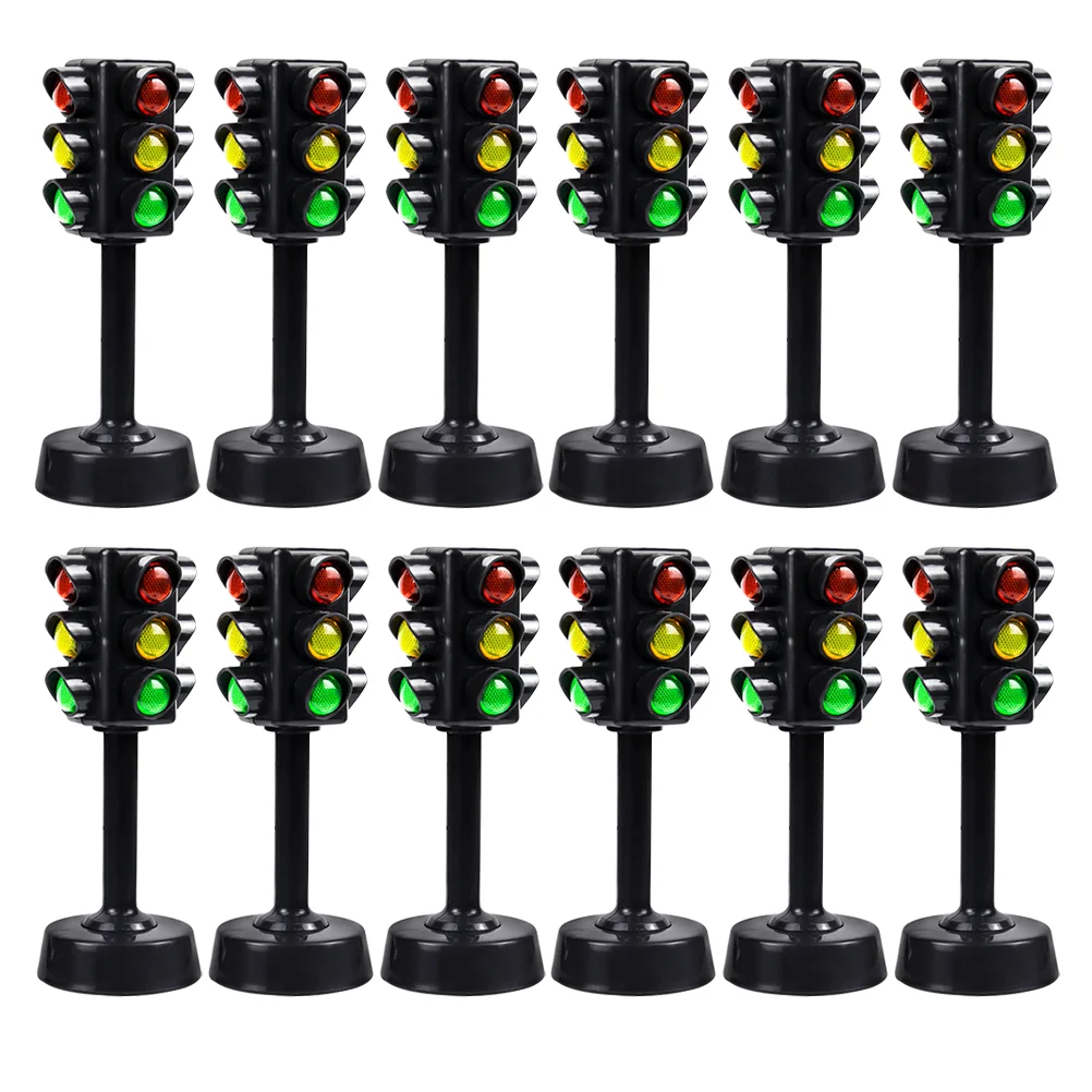 12 Pcs Car Decor Traffic Light Model Lamp Cognitive Toy Interesting Signal Black Child