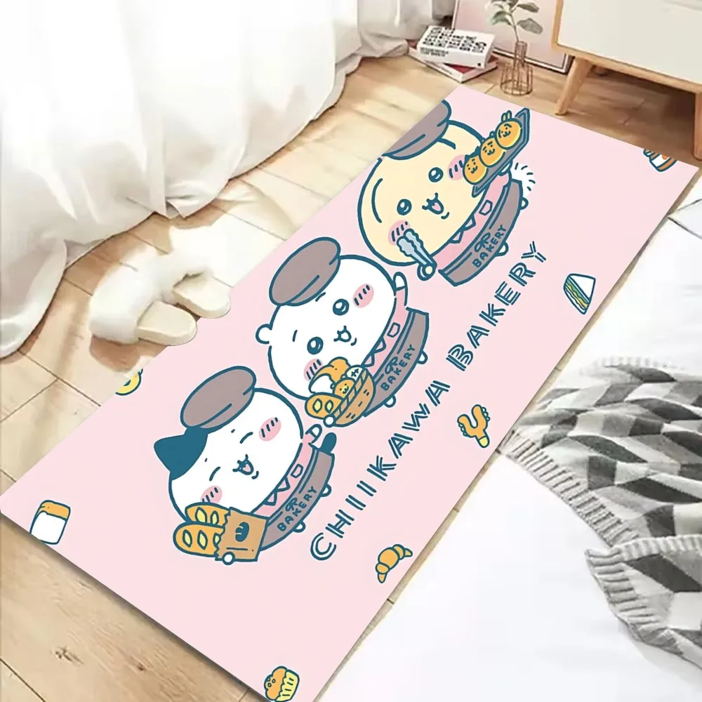 Cute C-Chiikawa Cartoon Floor Mat Graphic Printed Flannel Doormats For Bathroom Kitchen Entrance Carpet Home Decor