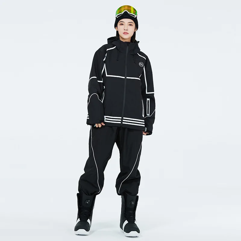 Unisex Adult Snow Suit Set for Men and Women Snowboarding Ski Jackets and Ski Pants Snowproof and  Warm Overalls Hoodie Skiing