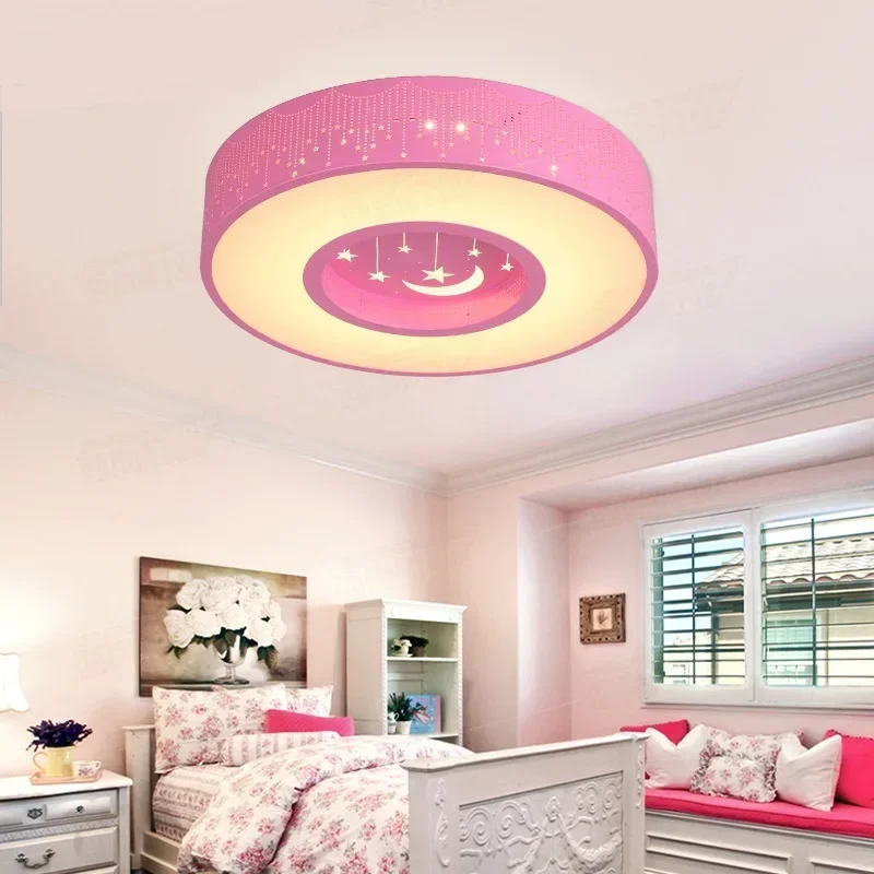 Children Room star LED Ceiling Lamps Round Ceiling Led Boy Girl Bedroom Lamp Reduced Ceiling Lights Lovely Blue/Pink /White