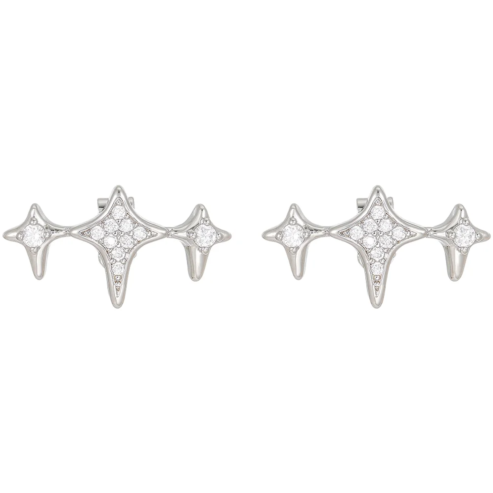 Zircon-inlaid copper ear clip charm 2.5 x 1.3 cm silver/dark black 3.6g engineered for open-ear earphone attachment