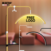 New 45W Customizable LOGO 2024 U-Joint 23-inch LED Lash light Half-Moon Floor Lamp With Rhinestones For Salon Eyelash Extensions