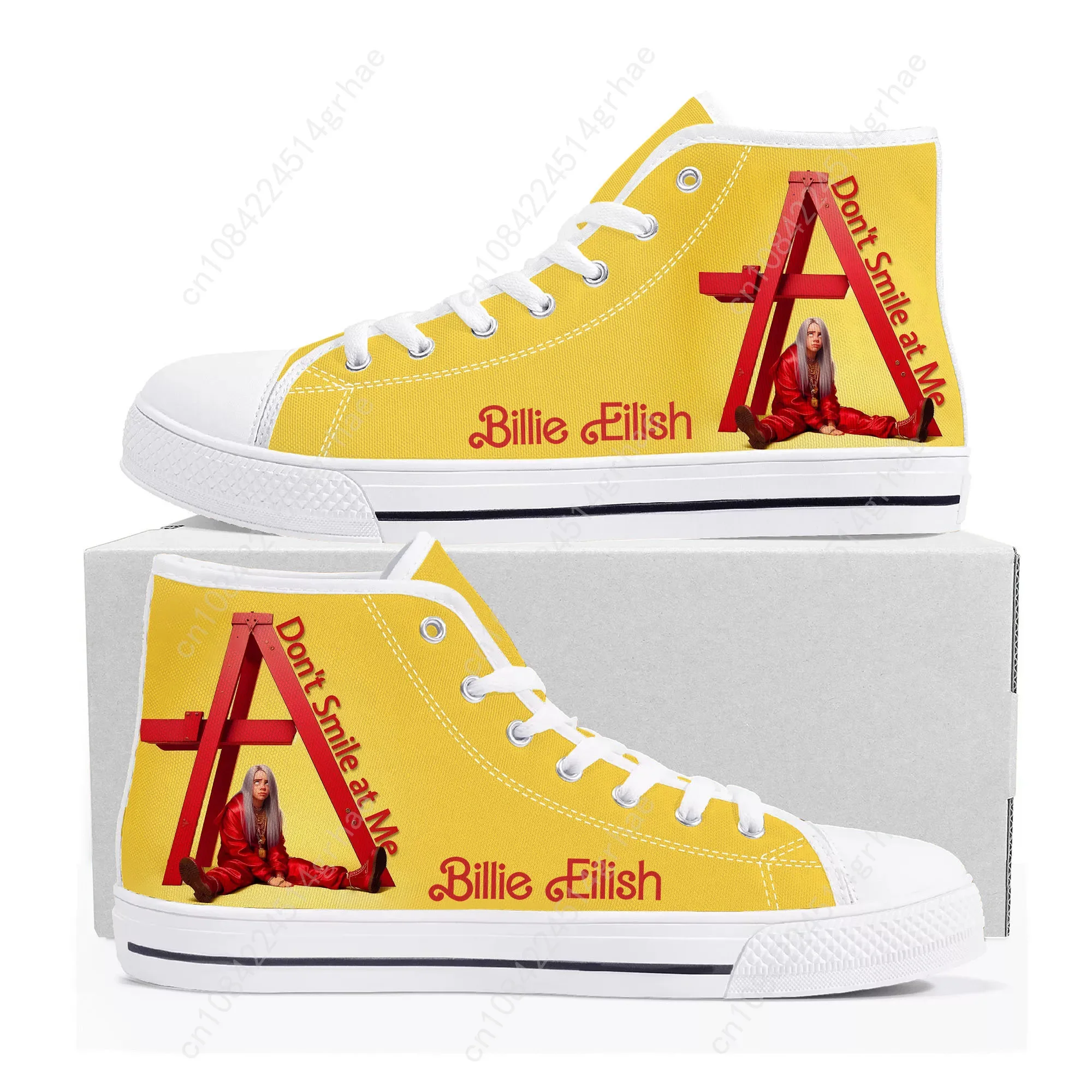 Hot Bilie What Was I Made For Eilish Red logo High Top Sneakers Mens Womens Teenager Canvas Sneaker Couple Customized Shoes