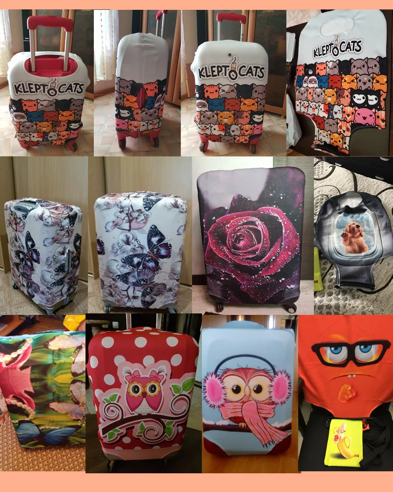 Cute Owl Luggage Cover for Traveling Waterproof Anti-dust Suitcase Cover for 18-32 Inch Trolley Case Elastic Protective Covers