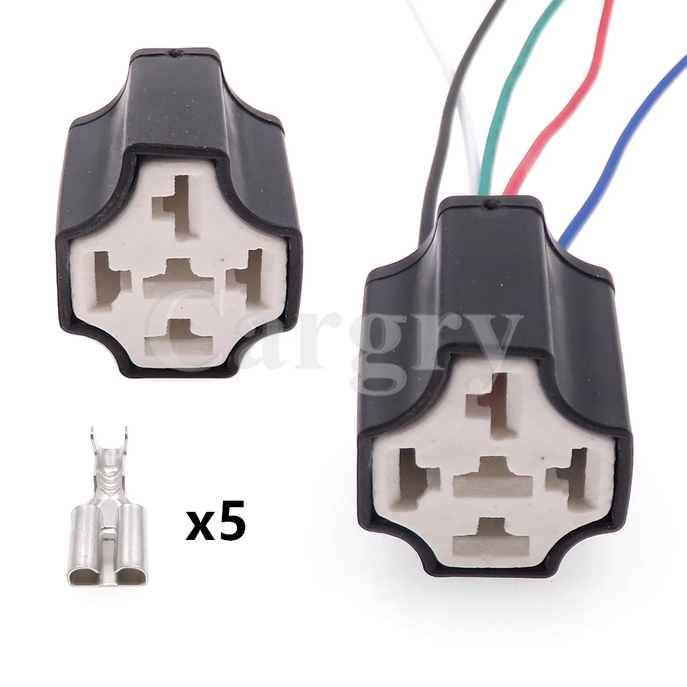 1 Set 5P Automotive Ceramic High Temperature Relay Holder Sockets AC Assembly Car Large Current Wire Cable Connector